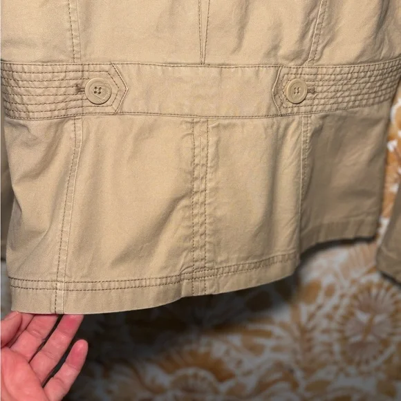 LOFT Tan Safari Style Feminine Utility Jacket with Cinched Waist Detailing 12 - Picture 6 of 6